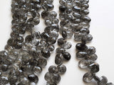 8x10 mm Black Rutile Quartz Faceted Pear Beads, Rutilated Quartz Beads, Faceted