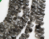 8x10 mm Black Rutile Quartz Faceted Pear Beads, Rutilated Quartz Beads, Faceted