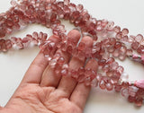 7x9 mm Strawberry Quartz Faceted Pear Beads, Strawberry Beads, Faceted Pear