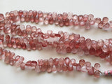 7x9 mm Strawberry Quartz Faceted Pear Beads, Strawberry Beads, Faceted Pear