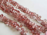 7x9 mm Strawberry Quartz Faceted Pear Beads, Strawberry Beads, Faceted Pear