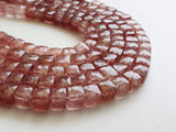 6.5-8 mm Strawberry Quartz Faceted Box, Strawberry Quartz Faceted Cube Beads