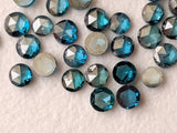 2-2.5mm Blue Round Rose Cut Flat Back Diamond Cabochon For Jewelry (2Pc To 8Pc)