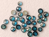 Blue Rose Cut Diamond, BESTSELLER 1.8-2 mm, Round Flat Back Cabochon