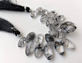 6x9 mm-9x28 mm Rutile Quartz Marquise Beads, Rutile Faceted Marquise, Black