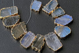 11-16mm Labradorite Slice Beads, Electroplated Labradorite Beads, 10 Pcs