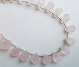 10-11 mm Rose Quartz Beads, Natural Rose Quartz Faceted Twisted Drops, Rose