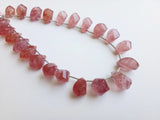 12 mm Strawberry Quartz Beads, Natural Strawberry Quartz Faceted Twisted Drops