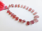 12 mm Strawberry Quartz Beads, Natural Strawberry Quartz Faceted Twisted Drops