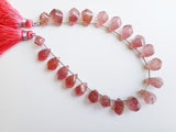 12 mm Strawberry Quartz Beads, Natural Strawberry Quartz Faceted Twisted Drops