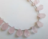 10-11 mm Rose Quartz Beads, Natural Rose Quartz Faceted Twisted Drops, Rose