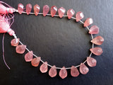 12 mm Strawberry Quartz Beads, Natural Strawberry Quartz Faceted Twisted Drops