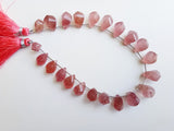12 mm Strawberry Quartz Beads, Natural Strawberry Quartz Faceted Twisted Drops