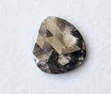 6x6.5mm Salt And Pepper Heart Shape Rose Cut Diamond Flat Back Cabochon For Ring