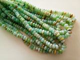 7-8 mm Peruvian Opal Plain Rondelle Beads, Shaded Green Opal Beads, Peru Beads