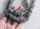 4-7 mm Labradorite Rough Chips, Labradorite Beaded Rope, Natural Labradorite