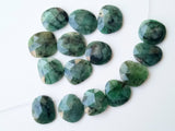 14.5-15mm Emerald Rose Cut Cabochons, Drilled Natural Emerald Free Form Shape