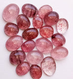 8-13mm Strawberry Quartz Plain Cabochons, Natural Strawberry Quartz Plain