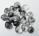 10-12mm Black Rutile Quartz Plain Flat back Cabochon, Rutiliated Quartz Gemstone