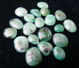 9-12mm Emerald Plain Cabochons, Natural Emerald Plain Flat Back Cabochons