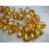 7x9 -15x10 mm Citrine Faceted Pear Shaped Briolettes, Citrine Faceted Beads