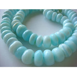 9-11mm Approx., Blue Opal Plain Rondelles, Blue Opal Smooth Rondelle Beads, Blue