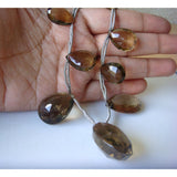 24x17 mm To 16x11 mm Beer Quartz Pear Shaped Faceted Briolettes, 5 Piece