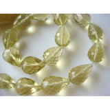 13x9 mm To 11x8 mm Lemon Quartz Faceted Teardrop Beads, Lemon Quartz Straight