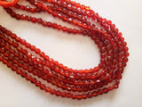 4mm Carnelian Faceted Coin Beads, 13 Inches Natural Carnelian Round Coin Beads