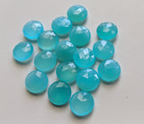 16mm Blue Chalcedony Round, 5 Pcs Blue Chalcedony Faceted Both Sides