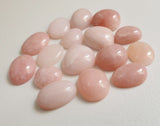 9-12.5mm Pink Opal Cabochons, Natural Plain Free Form Shape Pink Opal Flat Back