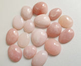 9-12.5mm Pink Opal Cabochons, Natural Plain Free Form Shape Pink Opal Flat Back