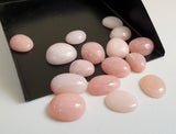 9-12.5mm Pink Opal Cabochons, Natural Plain Free Form Shape Pink Opal Flat Back