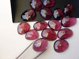 8-10mm Rhodolite Garnet Rose Cut Cabochons, Natural Flat Back, 5 Pcs Loose