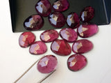 8-10mm Rhodolite Garnet Rose Cut Cabochons, Natural Flat Back, 5 Pcs Loose