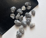 6-9mm Flat Grey Raw Diamond 3 Pcs Beautiful Diamond Bezel and Prong Setting