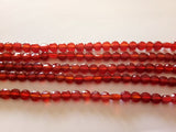 4mm Carnelian Faceted Coin Beads, 13 Inches Natural Carnelian Round Coin Beads