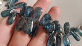 6x12 mm-9x20 mm Moss Kyanite Faceted Pear Beads, Natural Moss Kyanite Pear