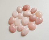 9-12.5mm Pink Opal Cabochons, Natural Plain Free Form Shape Pink Opal Flat Back