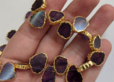 11.5-13mm Amethyst Slice Beads, Electroplated Amethyst Beads, 5 Inches Amethyst