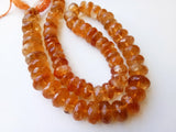 8.5-11mm Citrine Faceted Rondelles, Sparkling Honey Orange Huge Citrine Beads