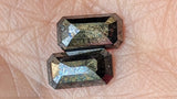 Black Emerald Shaped Diamond Pair, 1.3 Ct Flat Back Facet 4.4x8mm (2 Pcs)-PPD808