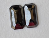 Black Emerald Shaped Diamond Pair, 1.3 Ct Flat Back Facet 4.4x8mm (2 Pcs)-PPD808