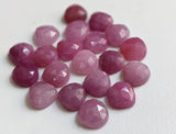 8mm Pink Sapphire Faceted Heart Shape Cabochon, Natural Flat Back Heart Stone