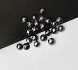 Black Rose Cut Diamond Cabochons, 3.5-4mm Round Flat Back Diamonds for Jewelry (2Pcs To 4Pcs) - BRCD3