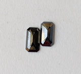 Black Emerald Shaped Diamond Pair, 1.3 Ct Flat Back Facet 4.4x8mm (2 Pcs)-PPD808