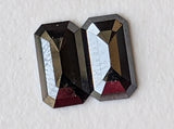 Black Emerald Shaped Diamond Pair, 1.3 Ct Flat Back Facet 4.4x8mm (2 Pcs)-PPD808