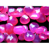 12x12 mm Pink Chalcedony Faceted Heart, Hot Pink Chalcedony Briolettes