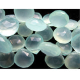 10 mm Aqua Chalcedony Faceted Hearts, Blue Chalcedony Briolettes For Jewelry