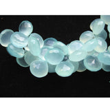 10 mm Aqua Chalcedony Faceted Hearts, Blue Chalcedony Briolettes For Jewelry